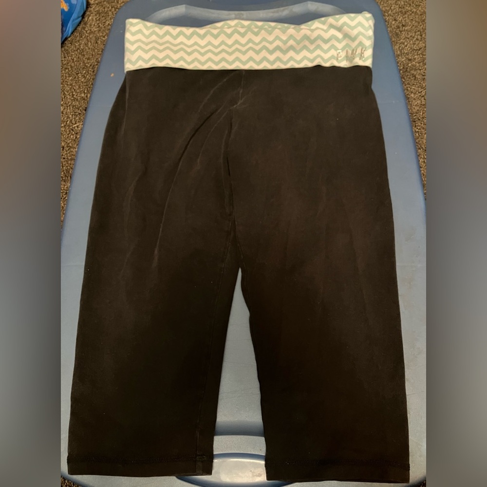 PINK Victoria's Secret Black Capris with Chevron Waistband